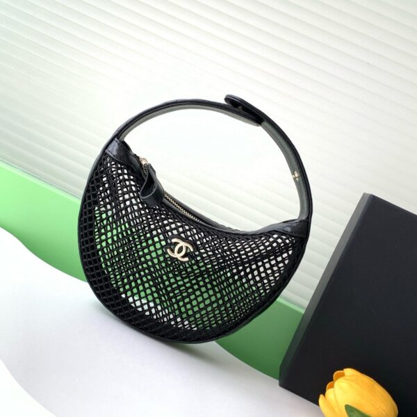 Image_20250529182231 CC 25S POUCH IN BLACK LAMBSKIN WITH MESH GOLD HARDWARE