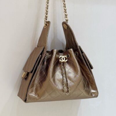CHANEL 25 MEDIUM HANDBAG 30 IN GOLDEN BROWN CALFSKIN WITH GOLD HARDWARE