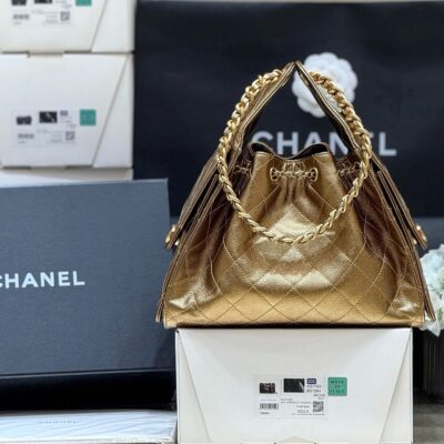 CHANEL 25 MEDIUM HANDBAG 30 IN GOLDEN BROWN CALFSKIN WITH GOLD HARDWARE