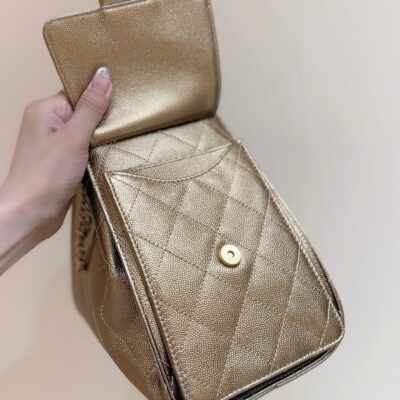 CHANEL 25 MEDIUM HANDBAG 30 IN GOLDEN BROWN CALFSKIN WITH GOLD HARDWARE