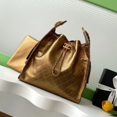 Image_20250623112123 GABRIELLE BUCKET BAG IN METALLIC GOLD LAMBSKIN