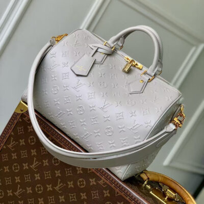 SPEEDY BANDOULIERE 30 IN GREY EMBOSSED CALFSKIN
