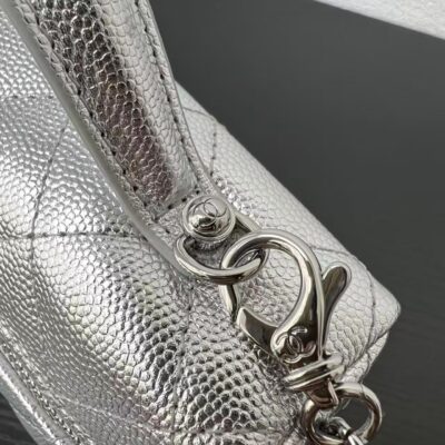 CHANEL 26S QUILTED VANITY CASE IN SILVER CAVIAR