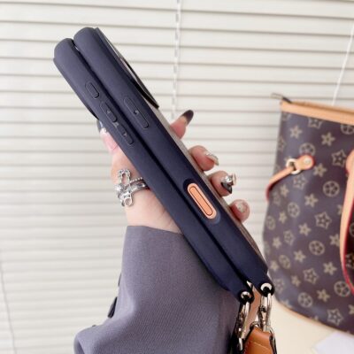 Luxury Monogram Phone Case with Detachable Strap for iPhone 12-18 Pro & Pro Max