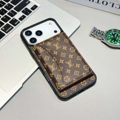 Luxury Card Holder Wallet LV Style Phone Case for iPhone 12-18 Pro & Pro Max