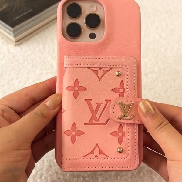 LV Luxury Leather Card Holder Phone Case for iPhone 17 16 15 14 THEROXYMOB