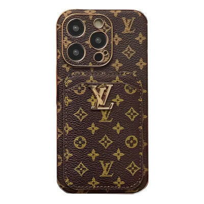 a Monogram L Vintage Leather iPhone Wallet Case With Card Holder