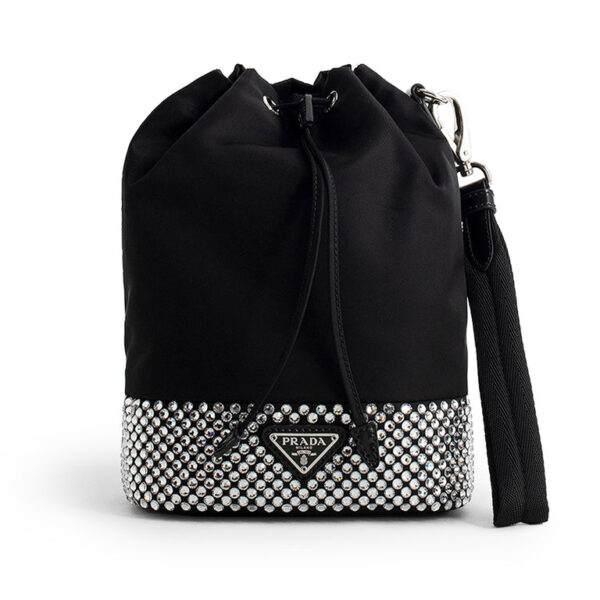 Prada Bucket Re-Nylon Bag with Artificial Crystals