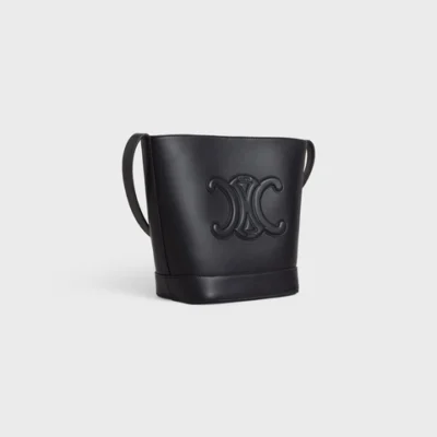 SMALL BUCKET CUIR TRIOMPHE IN SMOOTH CALFSKIN BLACK