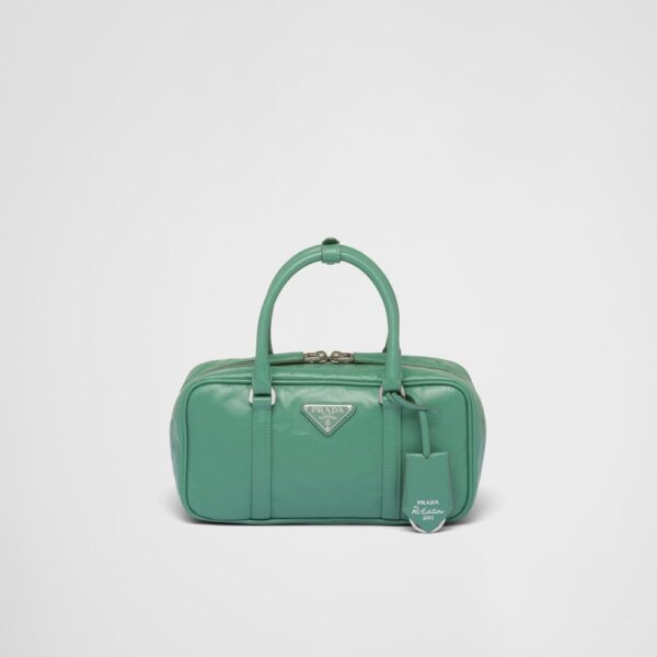 Prada Small antique nappa leather top handle bag - Sage Green