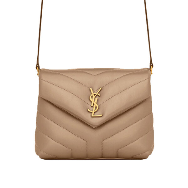 YSL Loulou Toy Bag in Matelasse 'Y' Leather in Greyish Brown
