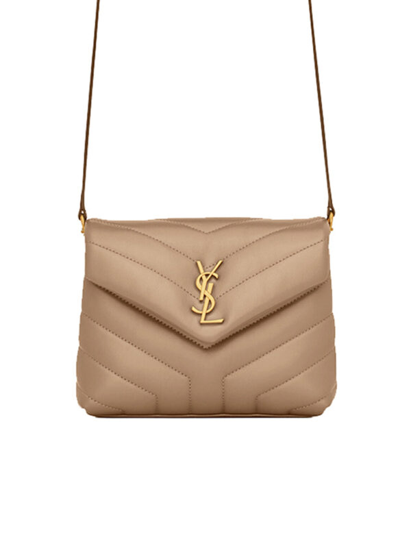 YSL Loulou Toy Bag in Matelasse 'Y' Leather in Greyish Brown