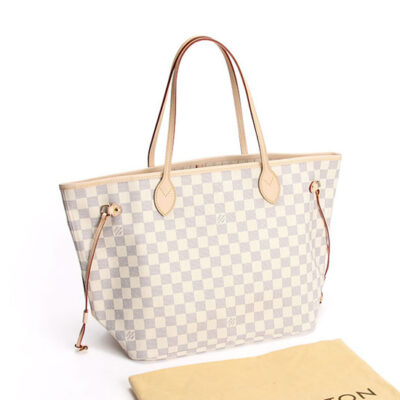 a14bb06a94c83bc93c747656022aac21 路易威登 N51107 Neverfull MM 棋盘格 Azur 帆布 肩背包