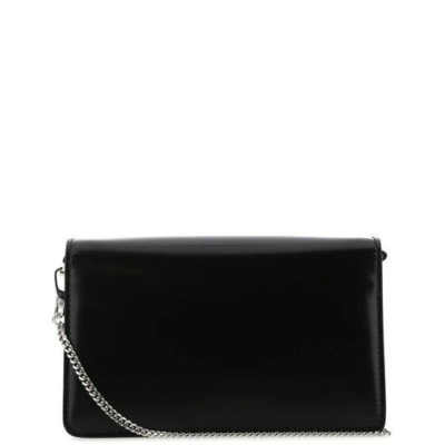 a1643e232d85512f4f481ff6014dae6e Prada Women's Black Logo Plaque Chain Shoulder Bag