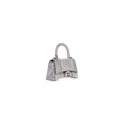 WOMEN'S HOURGLASS XS HANDBAG WITH RHINESTONES IN GREY