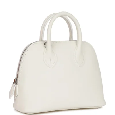 Hermès 1923 Bolide 25 White Evercolor Verso Palladium Hardware
