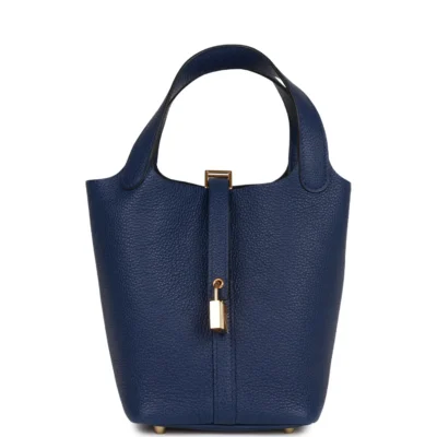 a1744294c1a75533df020e590a3fe3e7 Hermès Picotin Lock 18 Bleu Saphir Maurice Gold Hardware