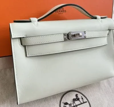 حقيبة هيرميس Kelly Sellier 20 Vert Fizz من جلد إبسوم مع إكسسوارات معدنية من البلاديوم