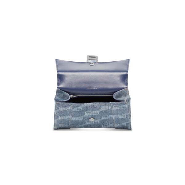 WOMEN'S HOURGLASS SMALL HANDBAG BB MONOGRAM BLEACHED DENIM IN BLUE