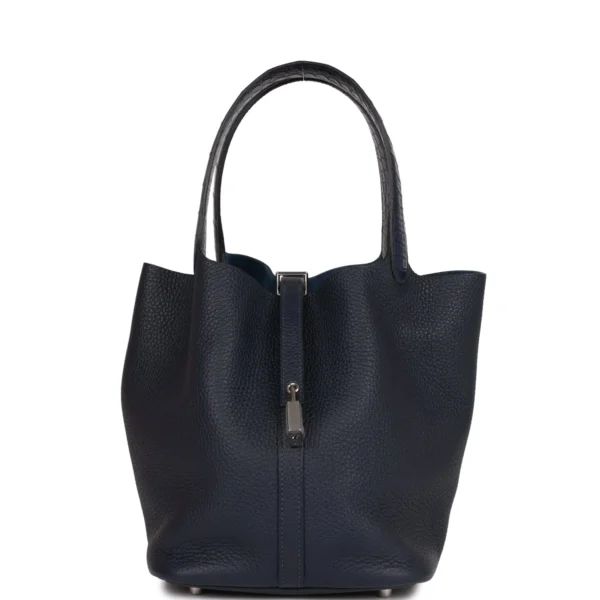 Hermès Picotin Lock 18 Bleu Nuit Clemence and Matte Alligator Touch Palladium Hardware