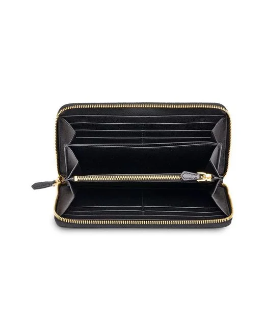 a1f404c9aeb147e5674fd7ed5e7502e9 Prada Zipped Continental Wallet in Black