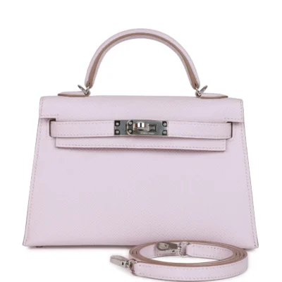 Hermès Kelly Sellier 20 Mauve Pale Epsom Palladium Hardware