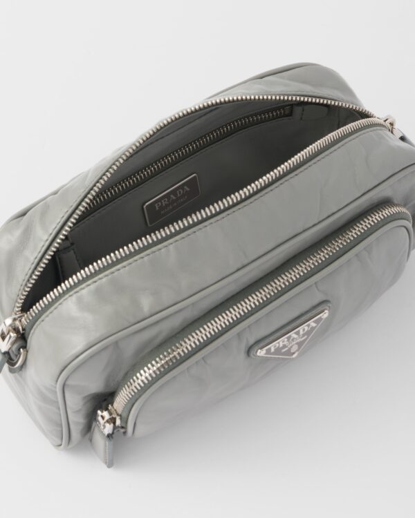 Prada 纳帕皮革 复古 皮革 multi-pocket Slate 灰色 肩背包