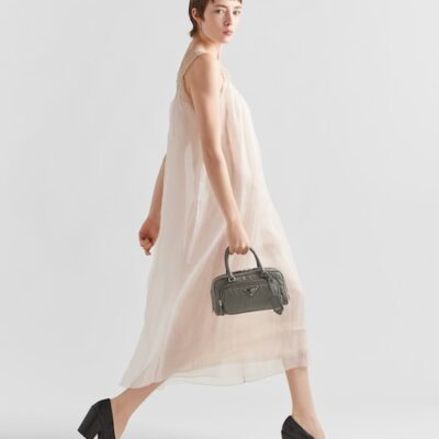 Prada Antique nappa leather multi-pocket top-handle bag - Slate Gray