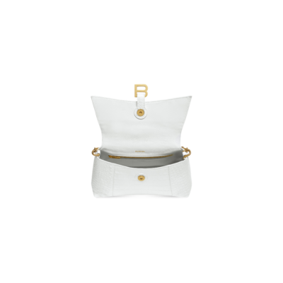WOMEN'S DOWNTOWN SMALL SHOULDER BAG WITH CHAIN CROCODILE EMBOSSED IN WHITE