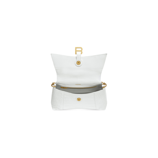WOMEN'S DOWNTOWN SMALL SHOULDER BAG WITH CHAIN CROCODILE EMBOSSED IN WHITE