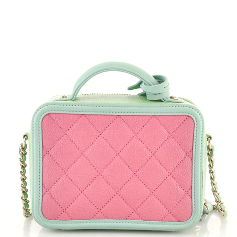 Chanel Filigree Vanity Case Quilted Caviar Small