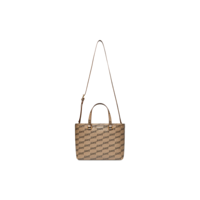 WOMEN'S SIGNATURE SMALL EAST-WEST SHOPPER BAG BB MONOGRAM COATED CANVAS IN BEIGE