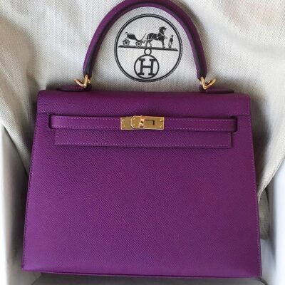 a6ba1d1920f342b17c7ef9e8ceb98a3c Hermès Special Order (HSS) Kelly Sellier 25 Anemone Verso Epsom Gold Hardware