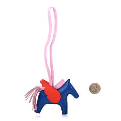 حقيبة هيرميس Milo Grigri Rodeo Pegase Horse Charm PM France Mauve Sylvestre Capucine من جلد خروف باللون الأزرق