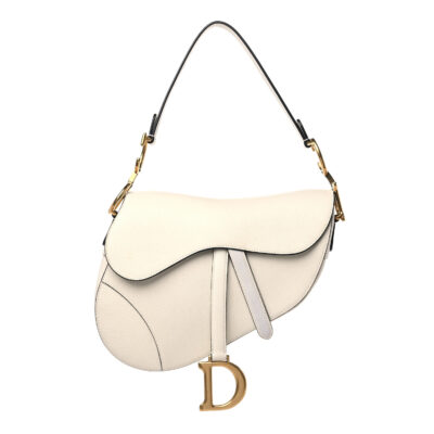a7aa336f8c4a482775b11ab9c9305856 CHRISTIAN DIOR Grained Calfskin Saddle Bag White