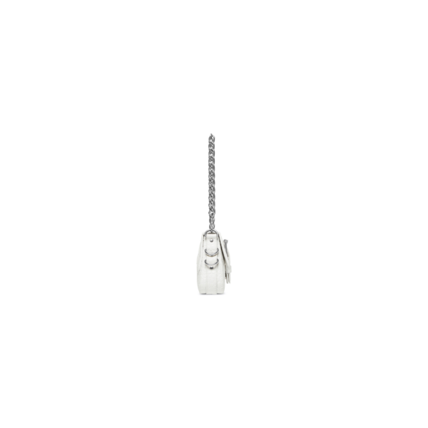 WOMEN'S LINDSAY SMALL SHOULDER BAG WITH STRAP CROCODILE EMBOSSED IN OFF WHITE