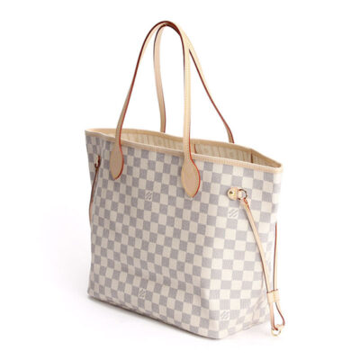 a7f702f3a674c215ef5fb0b1efd8f730 路易威登 N51107 Neverfull MM 棋盘格 Azur 帆布 肩背包