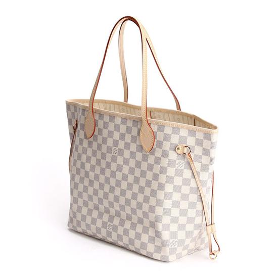 a7f702f3a674c215ef5fb0b1efd8f730 路易威登 N51107 Neverfull MM 棋盘格 Azur 帆布 肩背包