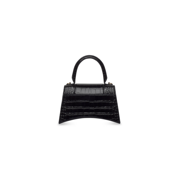 WOMEN'S HOURGLASS SMALL HANDBAG CROCODILE EMBOSSED IN BLACK