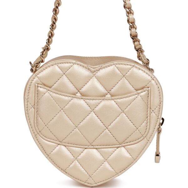 Chanel CC In Love Heart Clutch with Chain Gold Lambskin Light Gold