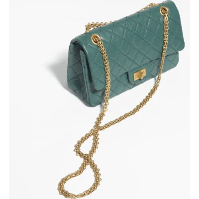 2.55 HANDBAG Aged Calfskin & Gold-Tone Metal Dark Green