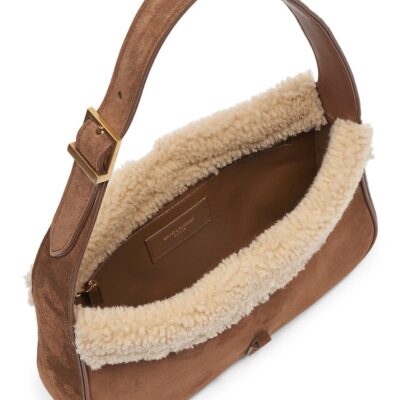 YSL Le 5 a 7 Hobo Bag in Suede and Shearling