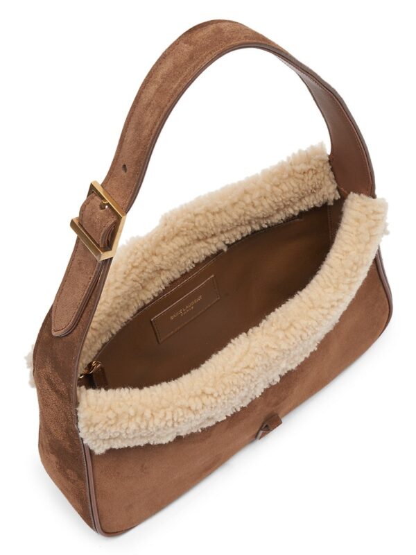 YSL Le 5 a 7 Hobo Bag in Suede and Shearling