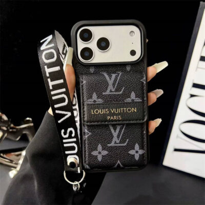 a987e3648a922f1a09e6a1f14724b96b Back design of luxury LV leather phone cover showing camera cutout