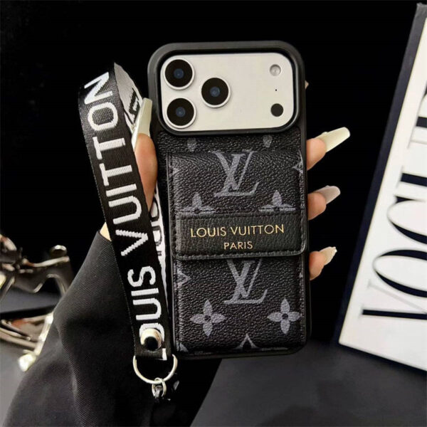 a987e3648a922f1a09e6a1f14724b96b Back design of luxury LV leather phone cover showing camera cutout