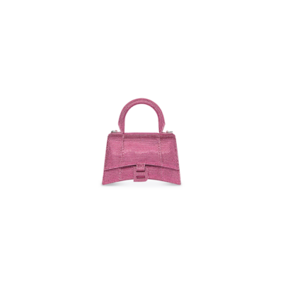 WOMEN'S HOURGLASS XS HANDBAG WITH RHINESTONES IN PINK