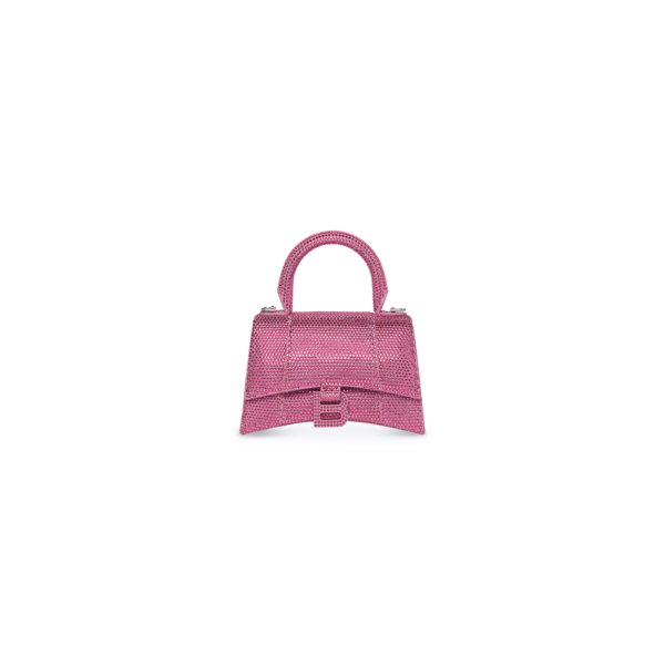 WOMEN'S HOURGLASS XS HANDBAG WITH RHINESTONES IN PINK