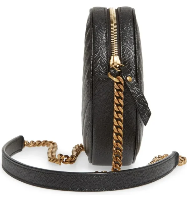 ab5454cfe14579a053722e131ffa19a1 YSL Vinyle Round Camera Bag in Chevron-Quilted Grain de Poudre Embossed Leather