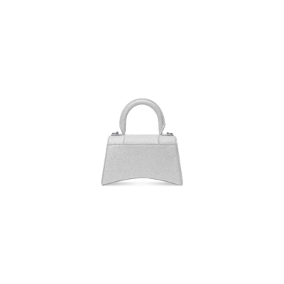 WOMEN'S HOURGLASS XS HANDBAG IN SPARKLING FABRIC IN SILVER