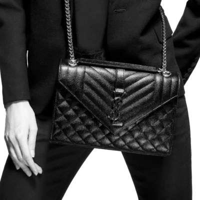 YSL Envelope Medium Chain Bag in Supple Matelasse Leather